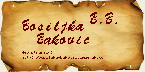 Bosiljka Baković vizit kartica